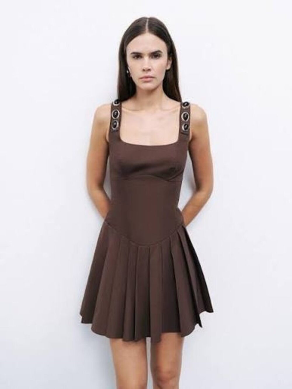Nocturne Brown Mini Dress Size XL NWT Chic Contemporary